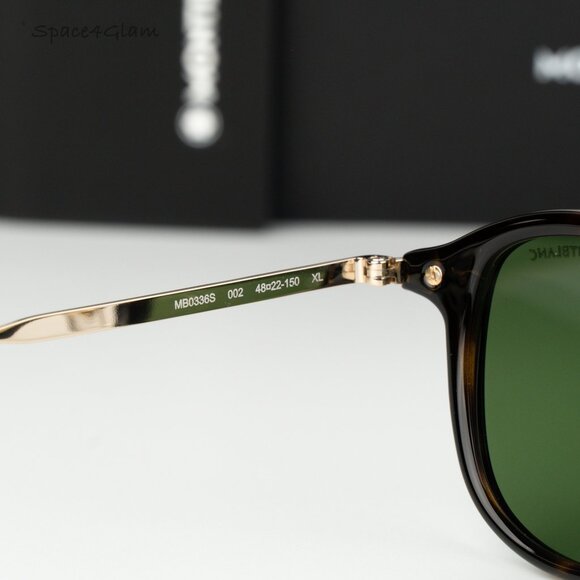 Montblanc Women Sunglasses Havana Gold Green Round MB0336S 002 NEW AUTHENTIC